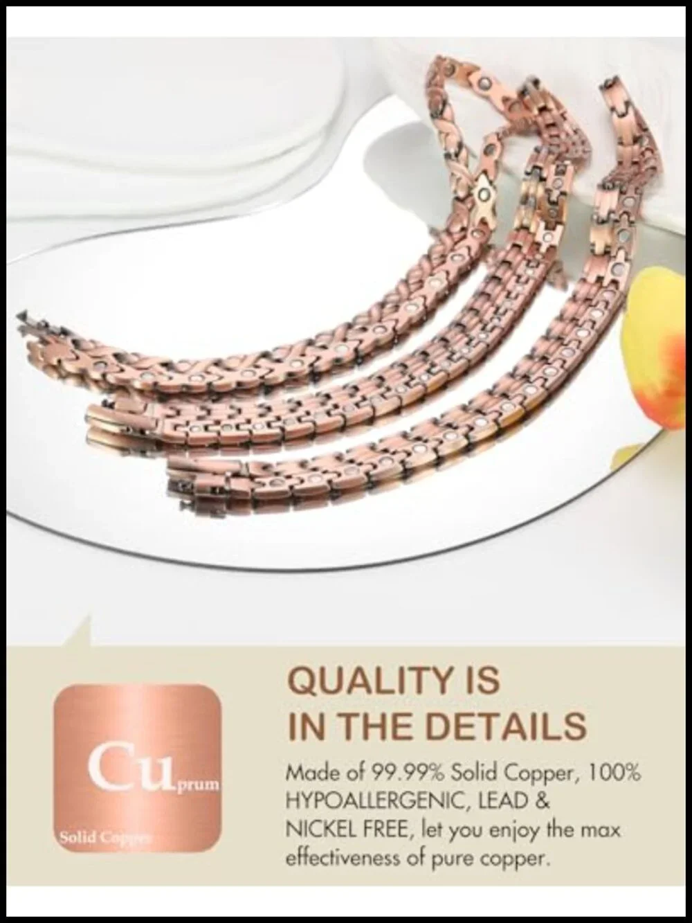 99.99% Pure Copper Magnetic Therapy Necklace with Neodymium Magnets